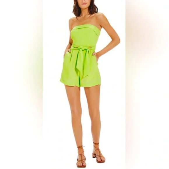 ViX by Paula Hermanny Serena Mini Jumper Romper Lime Green Size 6 NWT - Picture 1 of 7